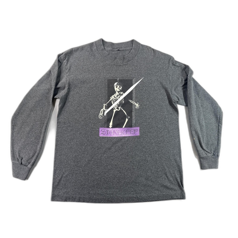 Interplay Stonekeep Vintage Long Sleeve Tee M Mens Grey Graphic Skeleton Knit